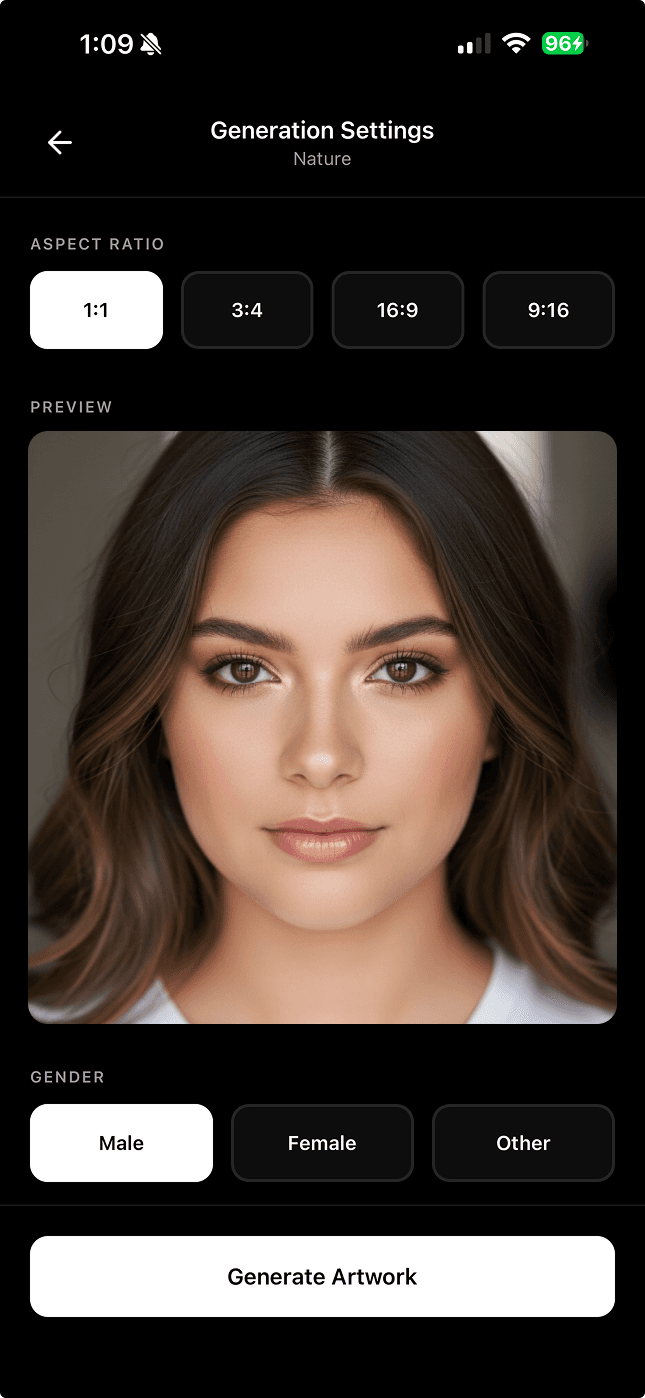 App Screenshot 3 - Generated Artwork Result